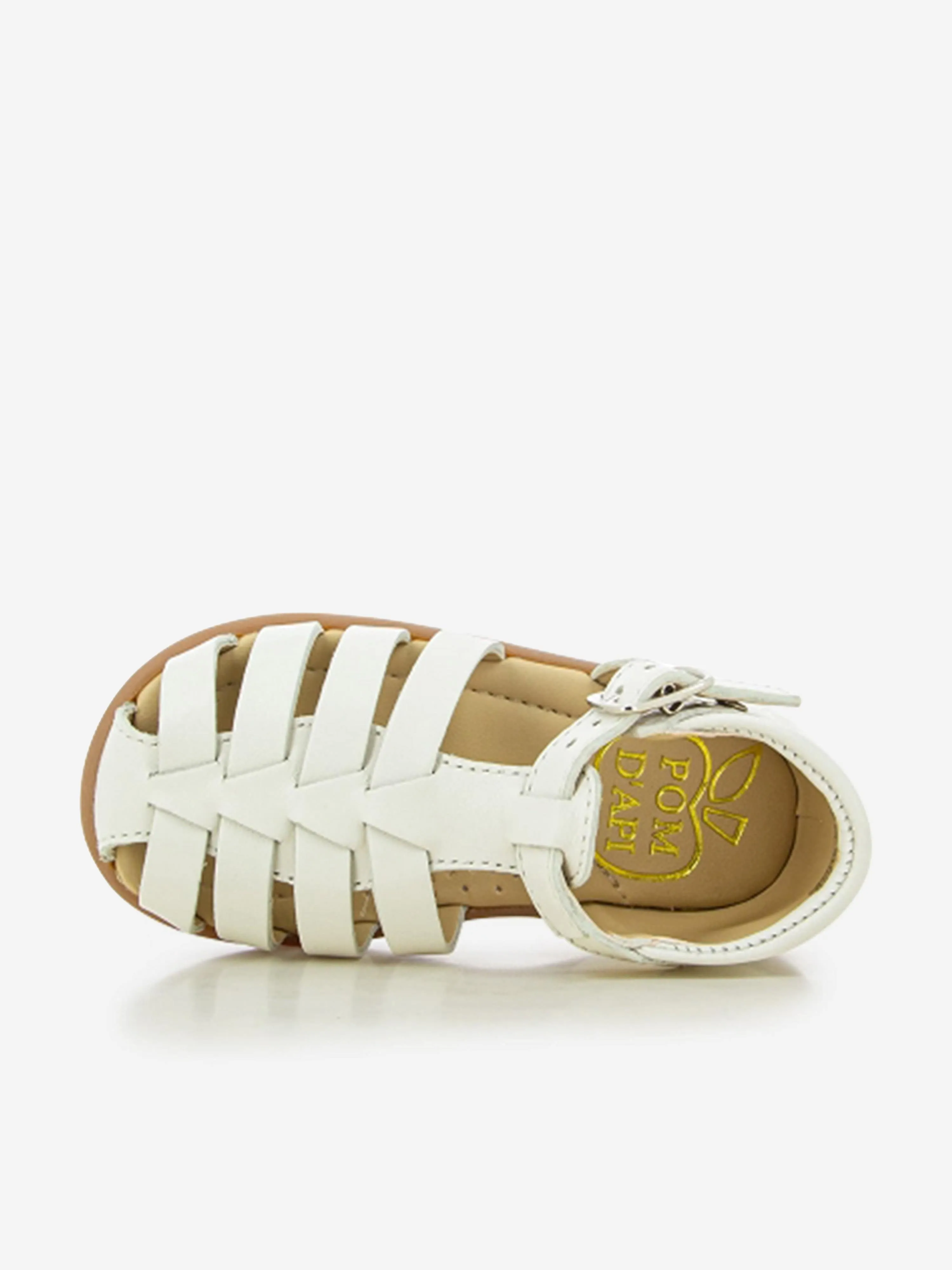Pom D'Api Baby Mädchen Leder Stehband Sandalen in Weiß