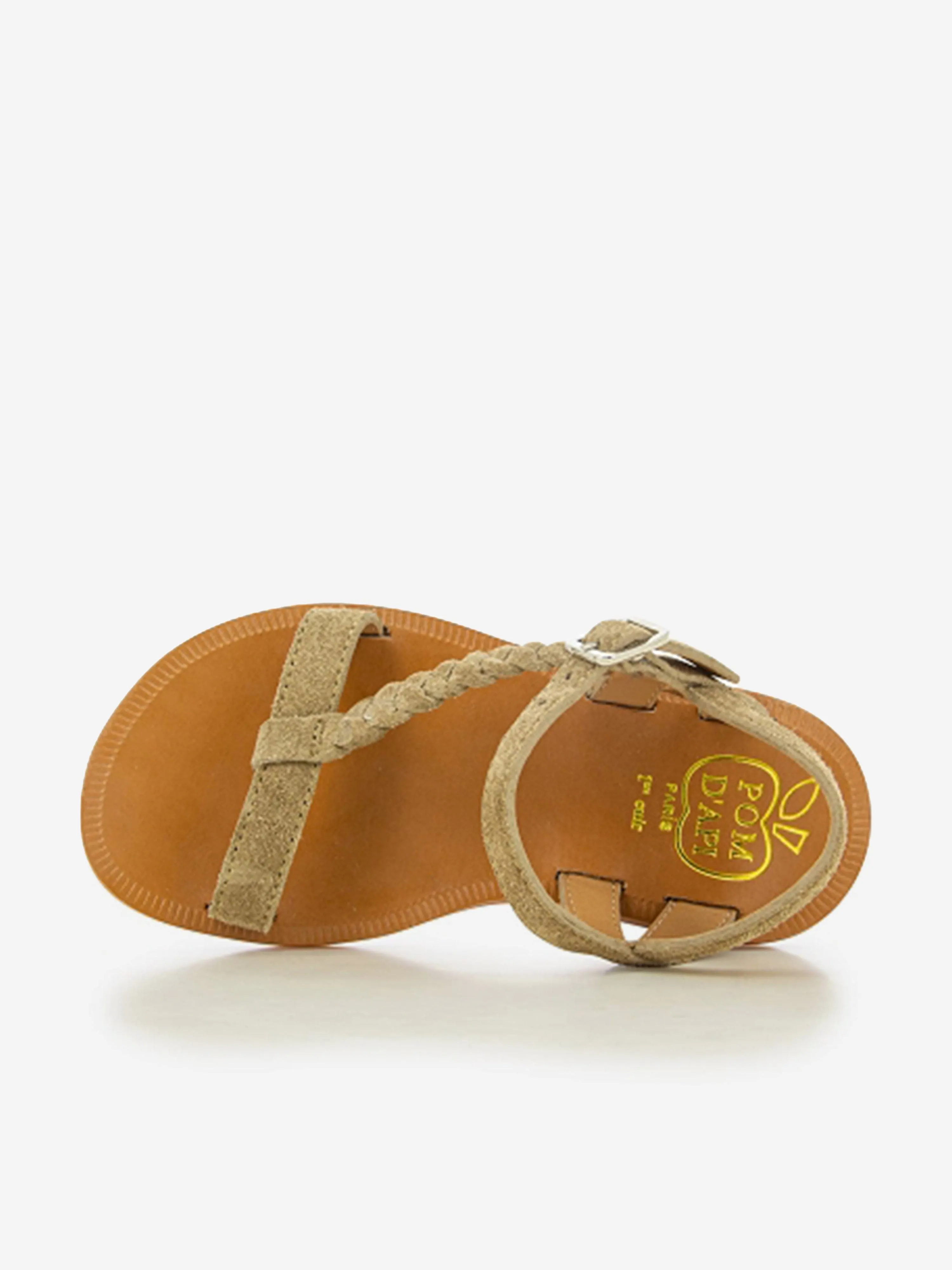 Pom D'Api Mädchen Leder Plagette Antik Sandalen in Braun