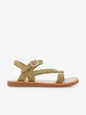 Pom D'Api Mädchen Leder Plagette Antik Sandalen in Braun