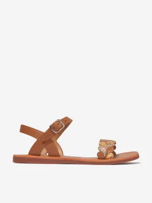 Pom D'Api Mädchen Leder Plagette Farne Sandalen in Kamel