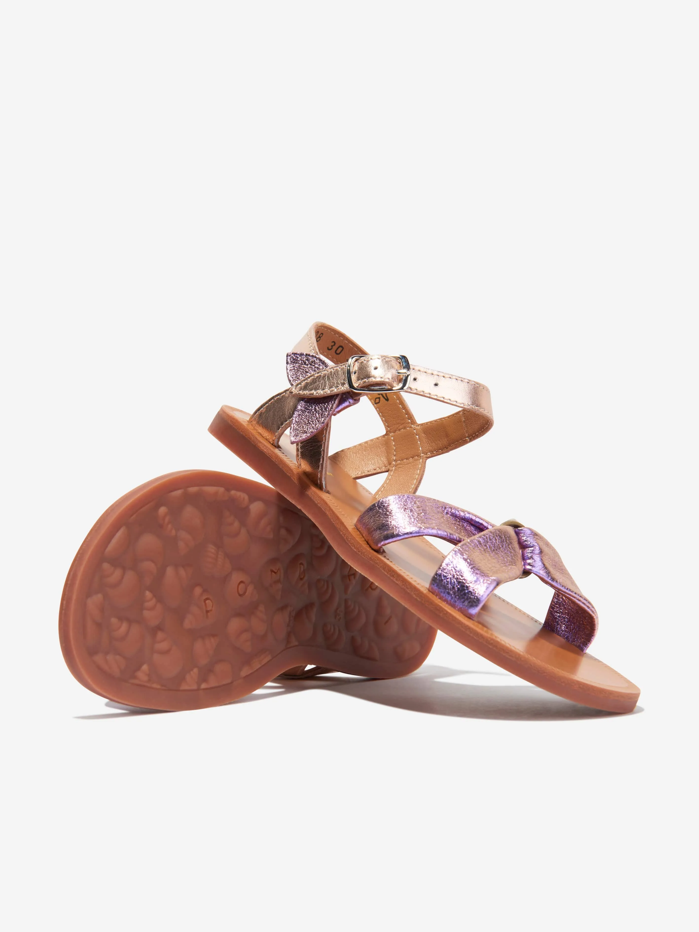 Pom D'Api Mädchen Leder Plagette Schal Sandalen in Rosa