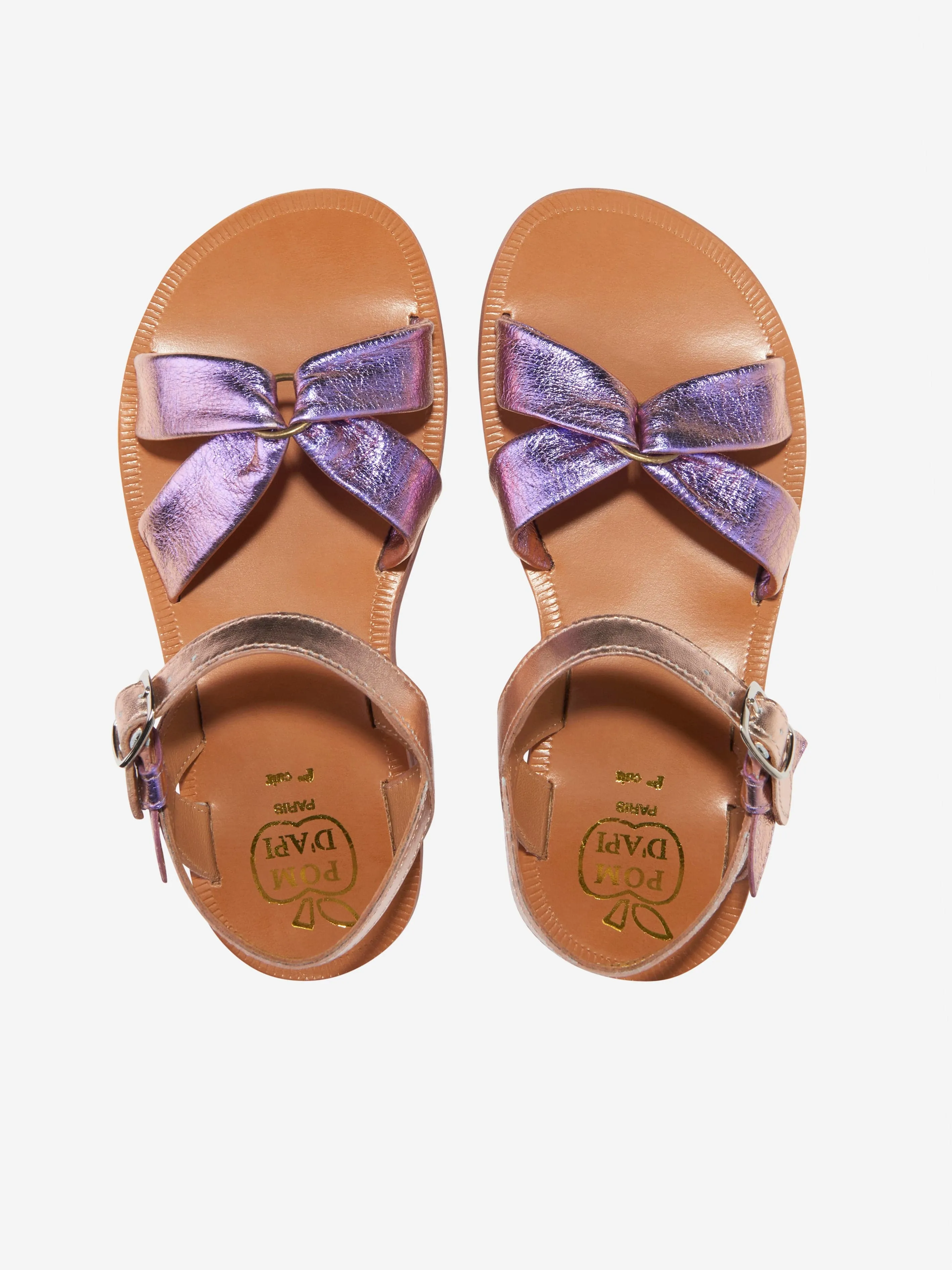 Pom D'Api Mädchen Leder Plagette Schal Sandalen in Rosa