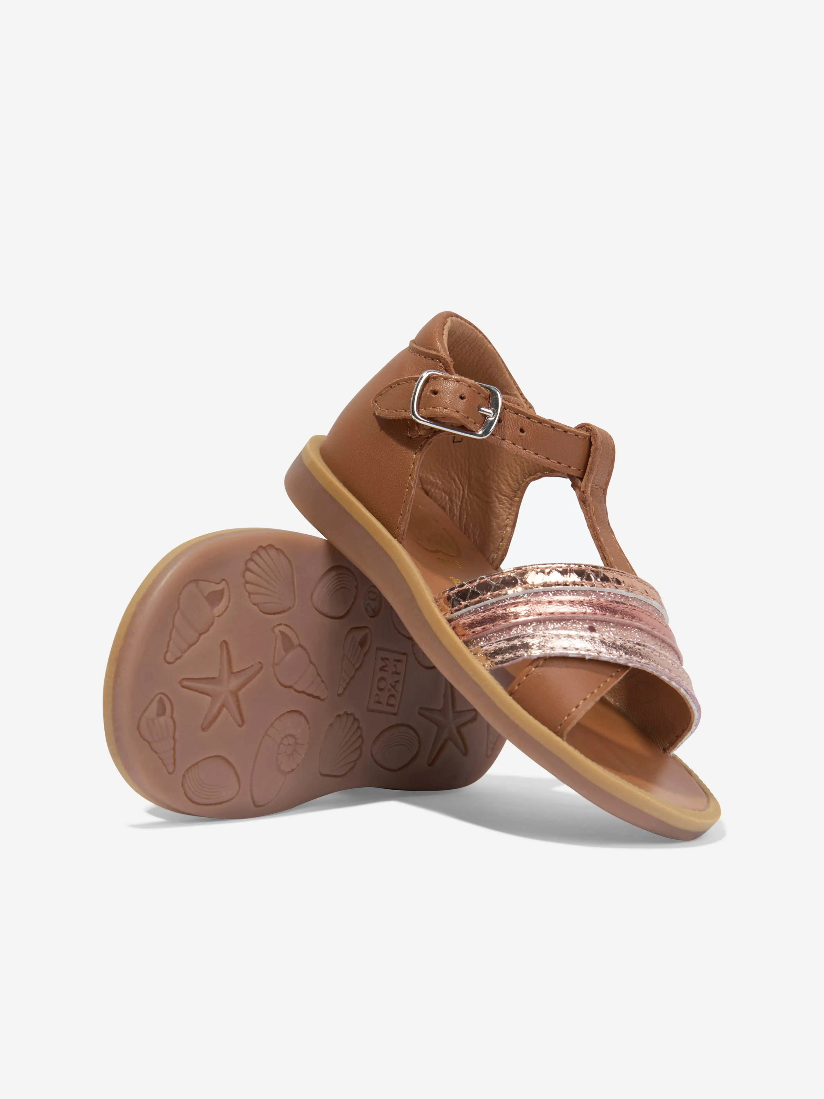 Pom D'Api Mädchen Leder Poppy Lili Sandalen in Kamel
