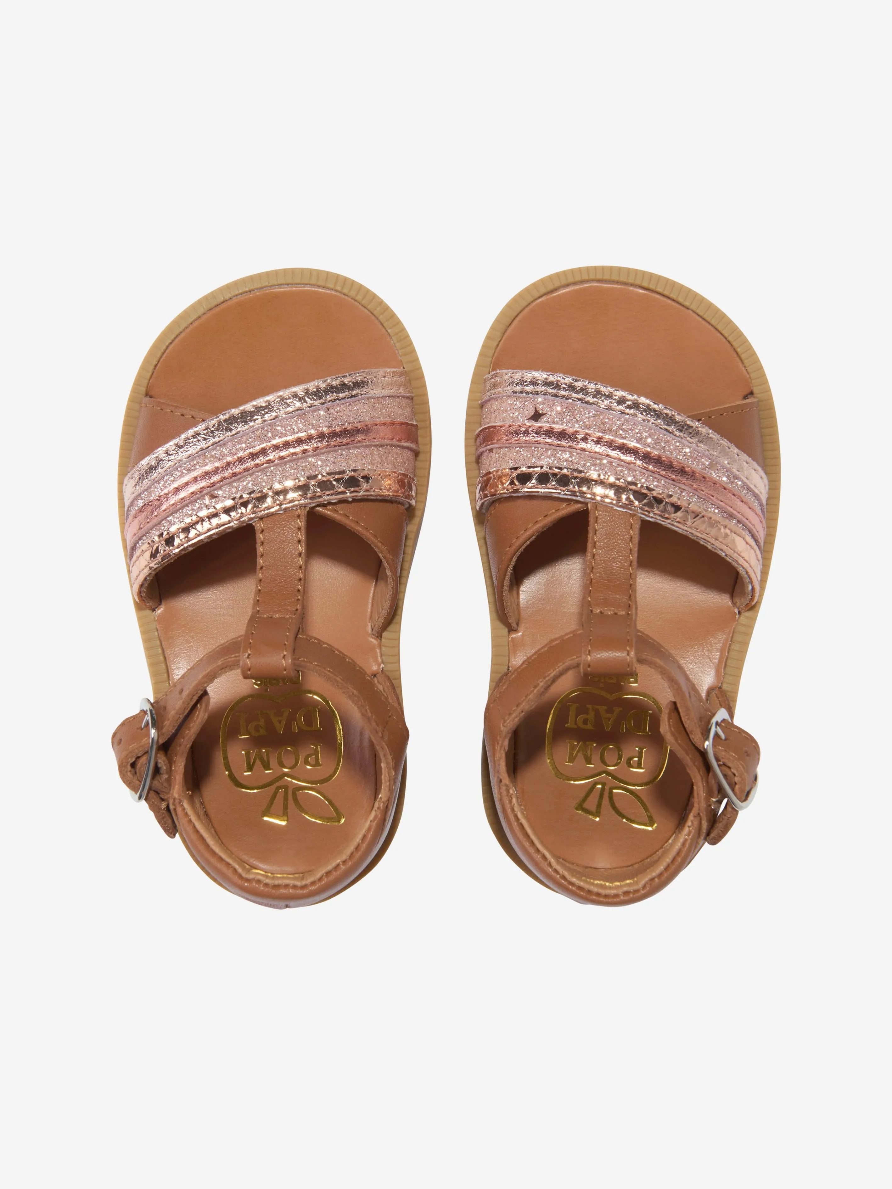 Pom D'Api Mädchen Leder Poppy Lili Sandalen in Kamel