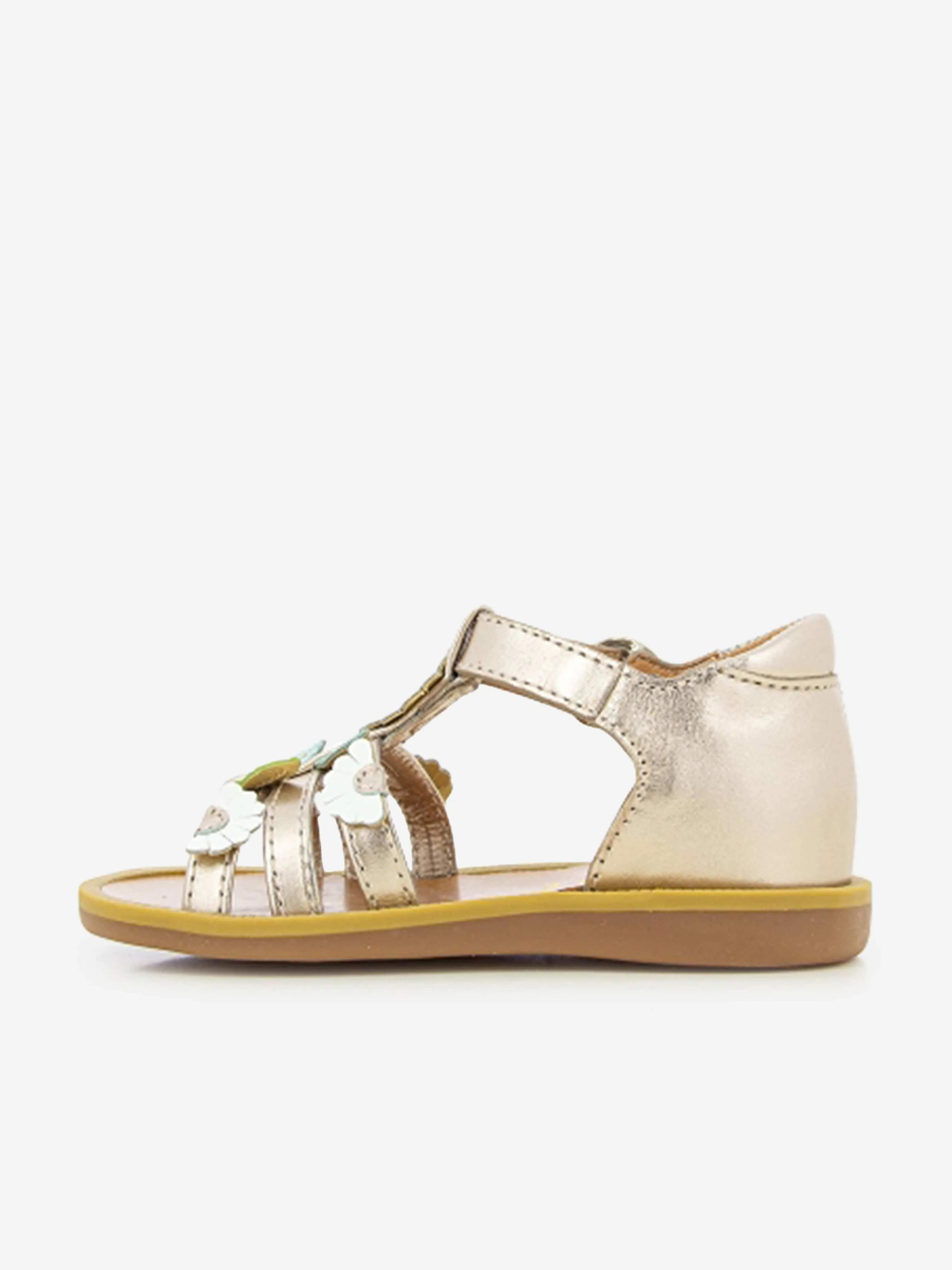 Pom D'Api Mädchen Leder Poppy Multi Daisy Sandalen in Gold