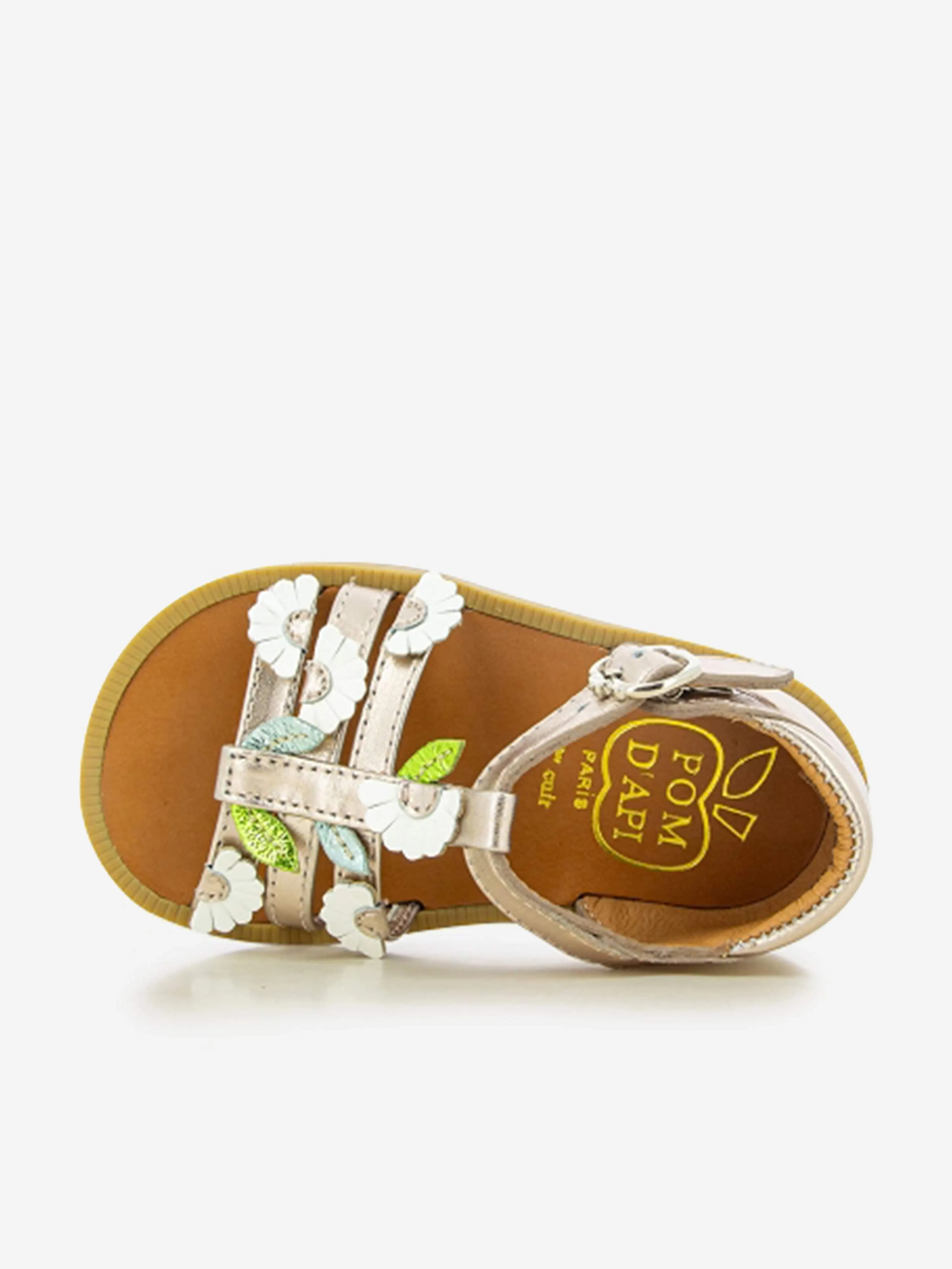 Pom D'Api Mädchen Leder Poppy Multi Daisy Sandalen in Gold