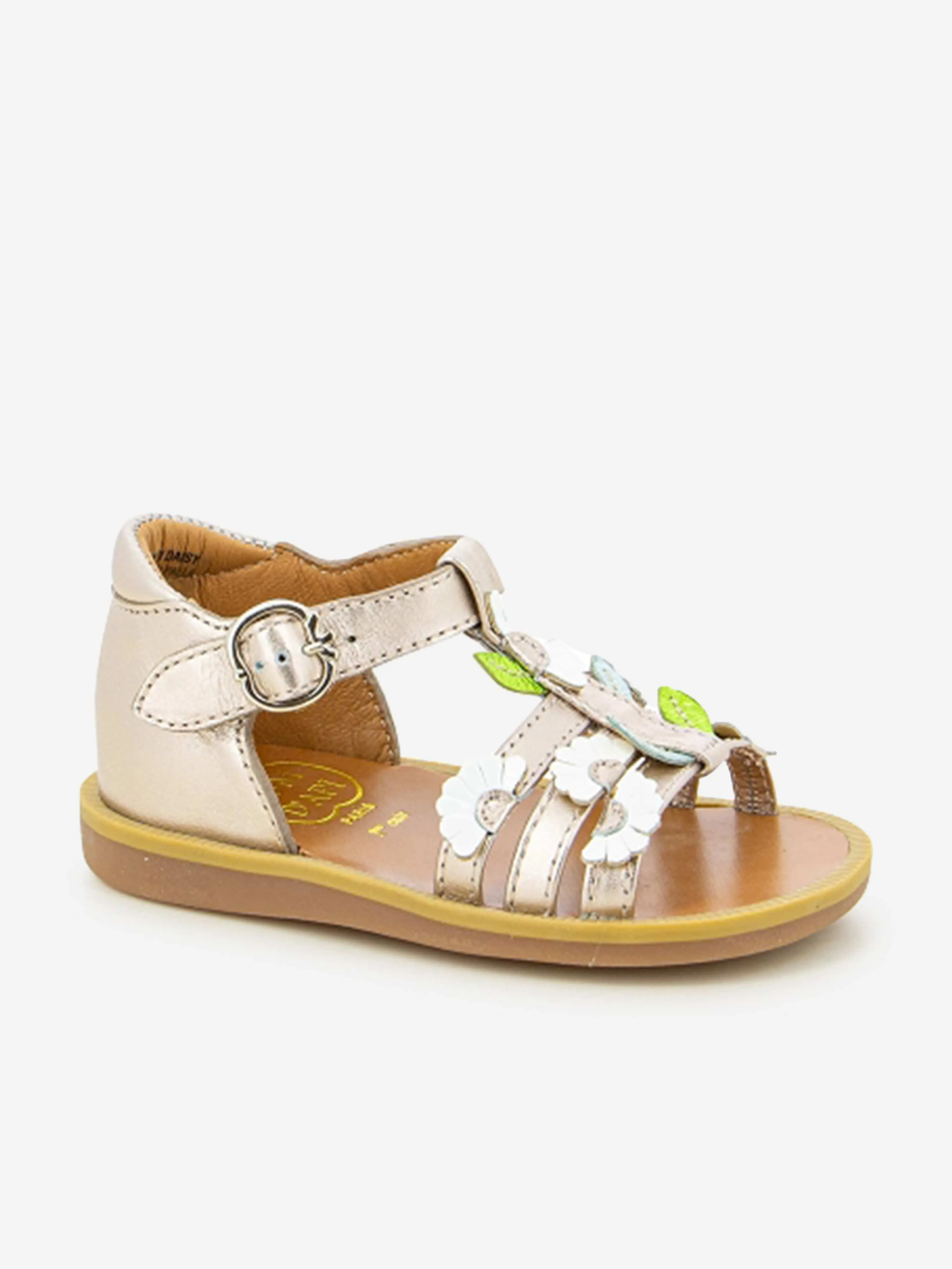 Pom D'Api Mädchen Leder Poppy Multi Daisy Sandalen in Gold
