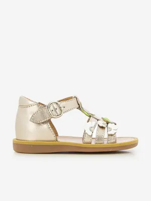 Pom D'Api Mädchen Leder Poppy Multi Daisy Sandalen in Gold