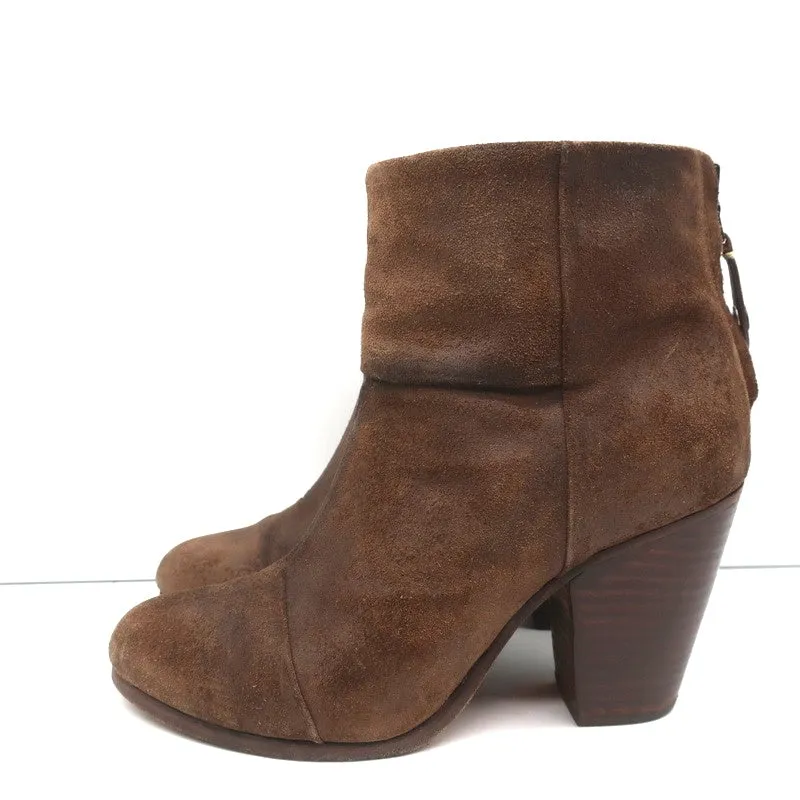 Rag & Bone Classic Newbury Stiefeletten Braun Wildleder Größe 9 Stiefeletten mit Absatz