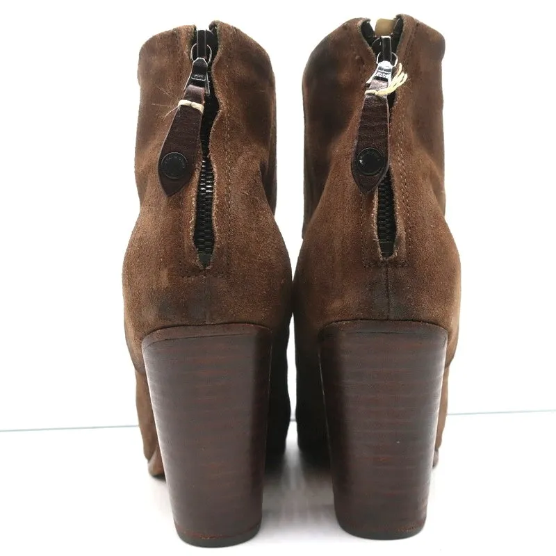 Rag & Bone Classic Newbury Stiefeletten Braun Wildleder Größe 9 Stiefeletten mit Absatz