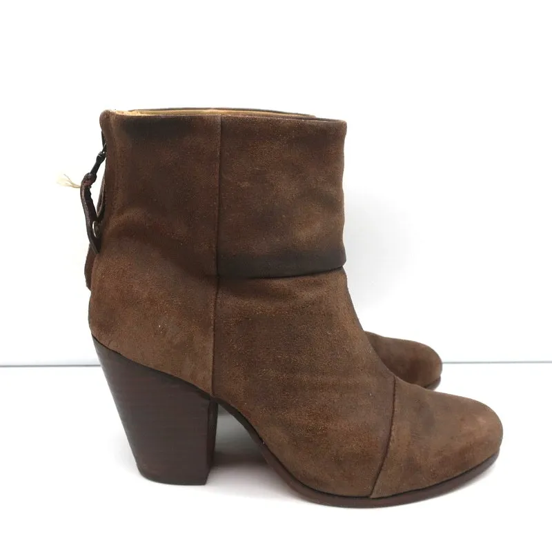 Rag & Bone Classic Newbury Stiefeletten Braun Wildleder Größe 9 Stiefeletten mit Absatz