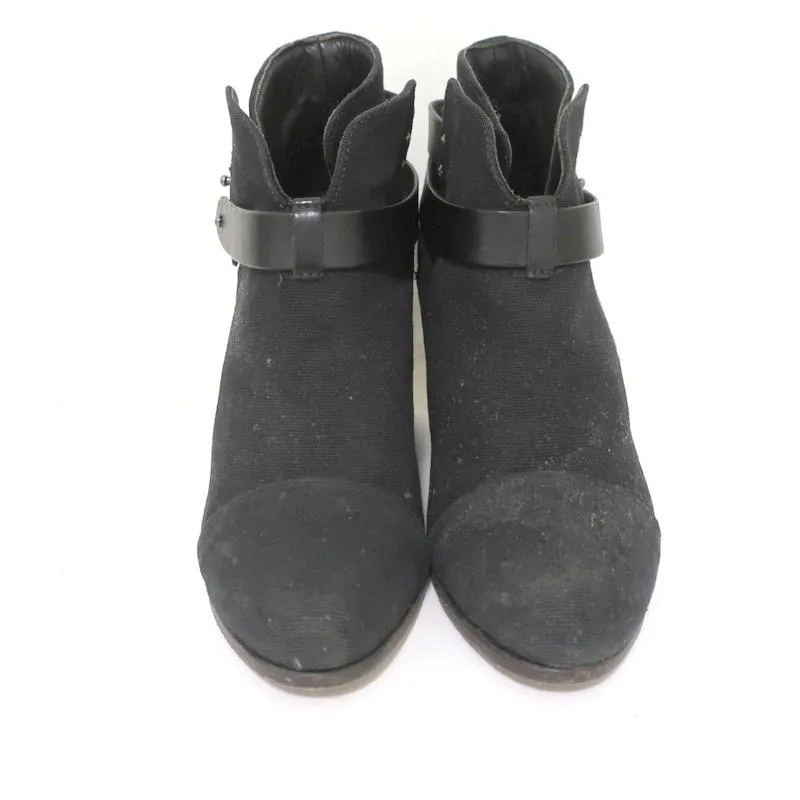 Rag & Bone Harrow Stiefeletten Schwarz Leinen Größe 39 High Heel Booties