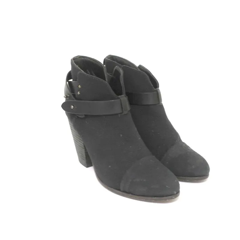 Rag & Bone Harrow Stiefeletten Schwarz Leinen Größe 39 High Heel Booties
