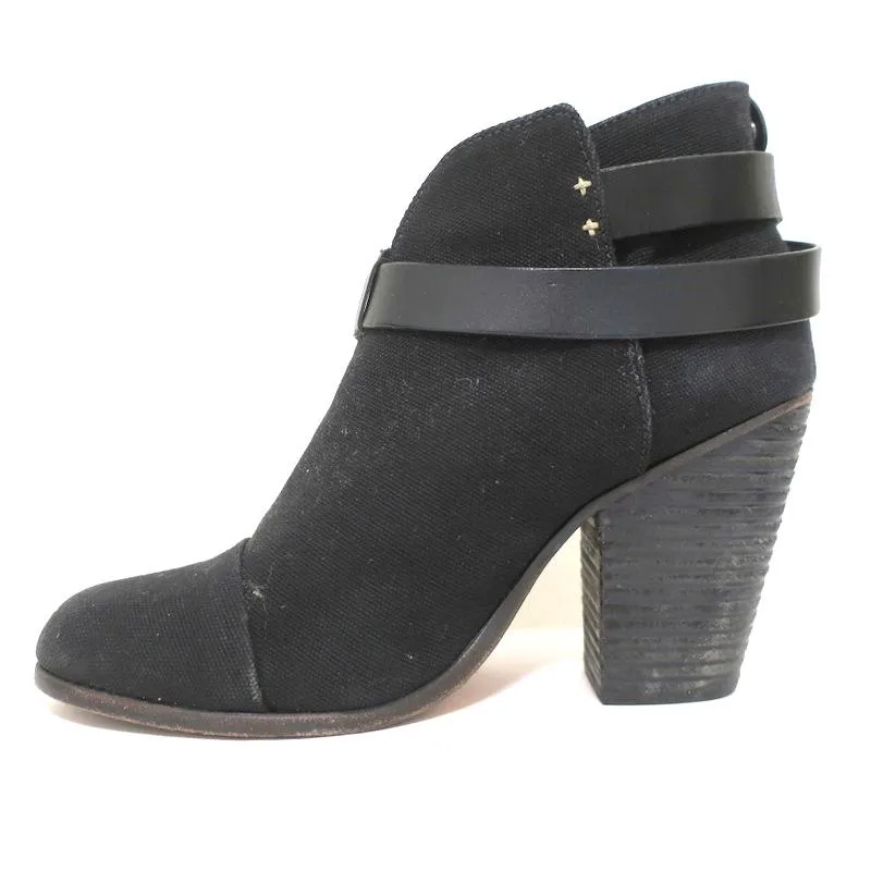 Rag & Bone Harrow Stiefeletten Schwarz Leinen Größe 39 High Heel Booties