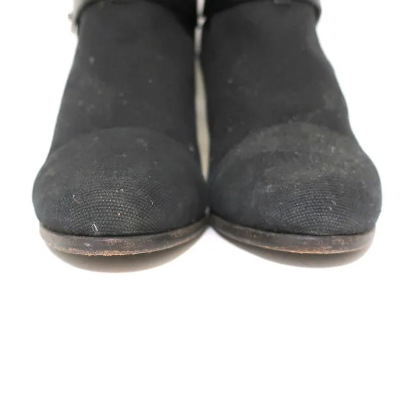 Rag & Bone Harrow Stiefeletten Schwarz Leinen Größe 39 High Heel Booties