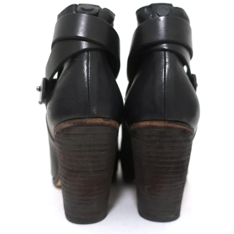 Rag & Bone Harrow Knöchelstiefel Schwarzes Leder Größe 37.5 Stiefeletten mit Knöchelriemen