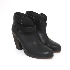 Rag & Bone Harrow Knöchelstiefel Schwarzes Leder Größe 37.5 Stiefeletten mit Knöchelriemen