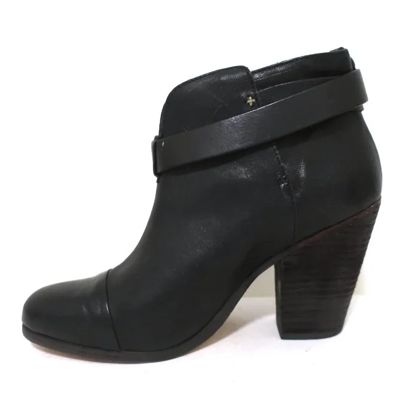 Rag & Bone Harrow Knöchelstiefel Schwarzes Leder Größe 37.5 Stiefeletten mit Knöchelriemen