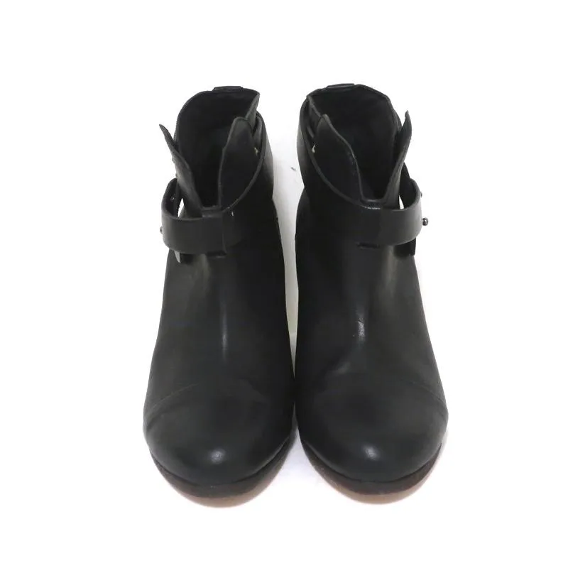 Rag & Bone Harrow Knöchelstiefel Schwarzes Leder Größe 37.5 Stiefeletten mit Knöchelriemen