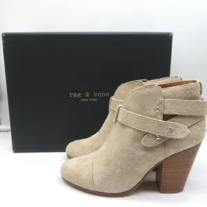 Rag & Bone Harrow Stiefeletten Stucco Wildleder Größe 37.5 High Heel Booties