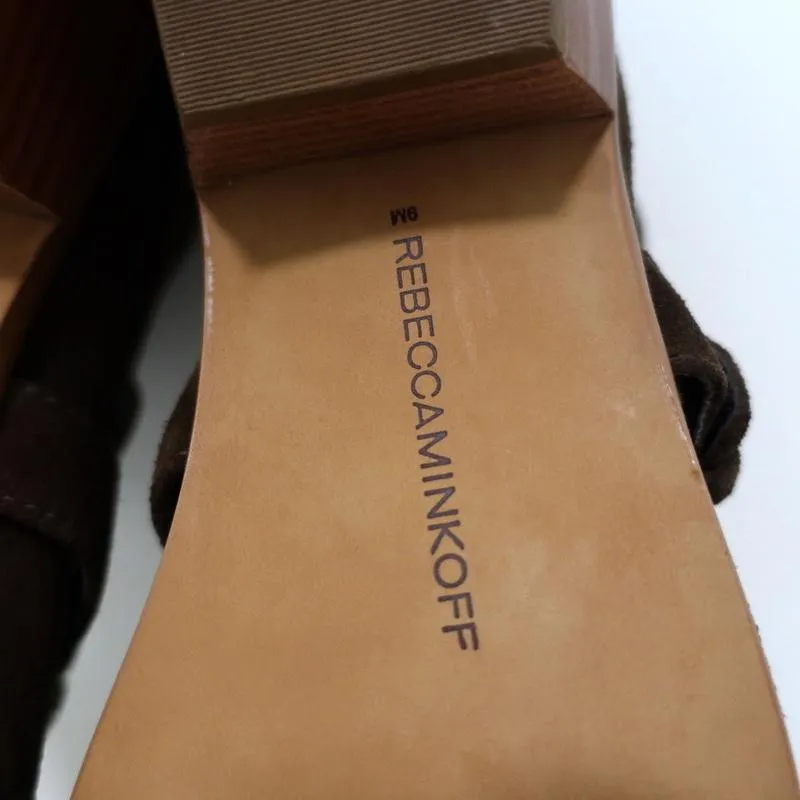 Rebecca Minkoff Abigail Schnallen-Stiefeletten Braun Wildleder Größe 9 Ausgeschnittene Knöchelstiefel
