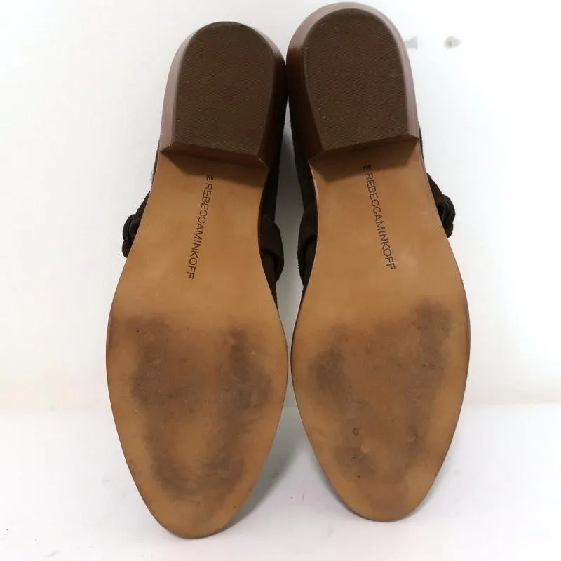 Rebecca Minkoff Abigail Schnallen-Stiefeletten Braun Wildleder Größe 9 Ausgeschnittene Knöchelstiefel