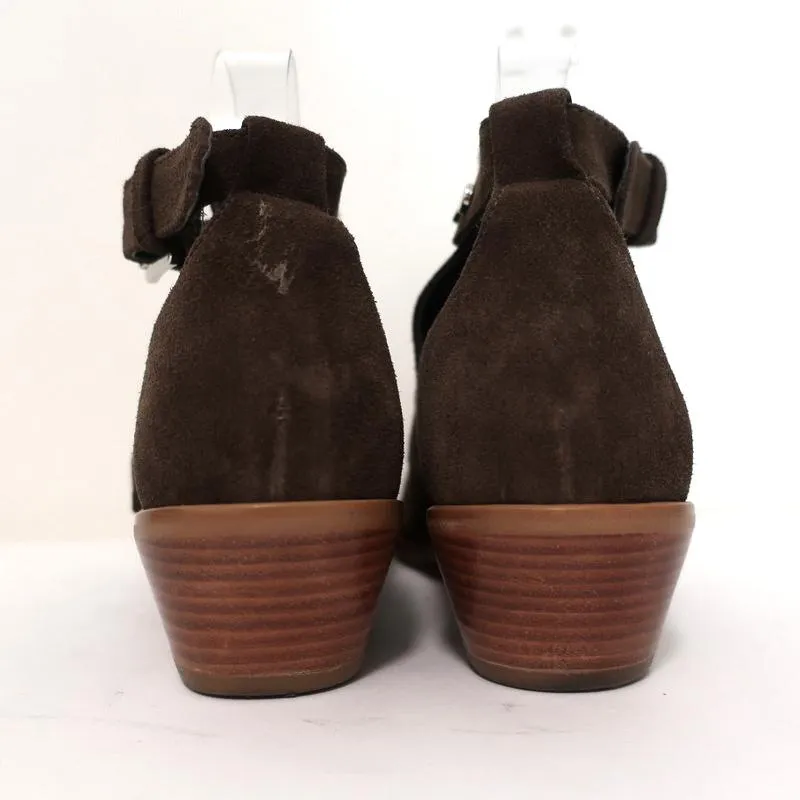 Rebecca Minkoff Abigail Schnallen-Stiefeletten Braun Wildleder Größe 9 Ausgeschnittene Knöchelstiefel