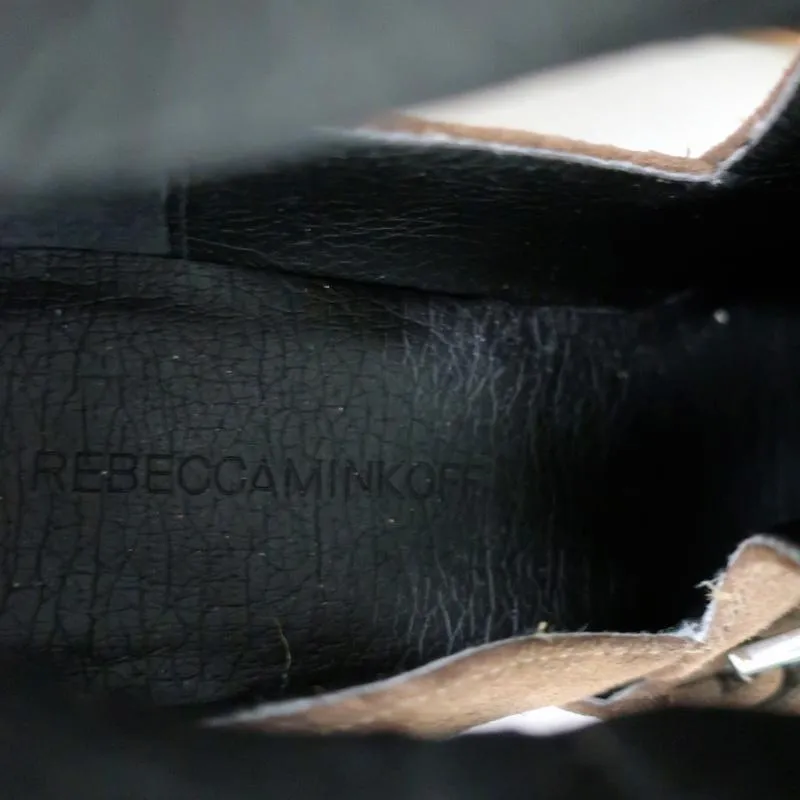 Rebecca Minkoff Abigail Schnallen-Stiefeletten Braun Wildleder Größe 9 Ausgeschnittene Knöchelstiefel