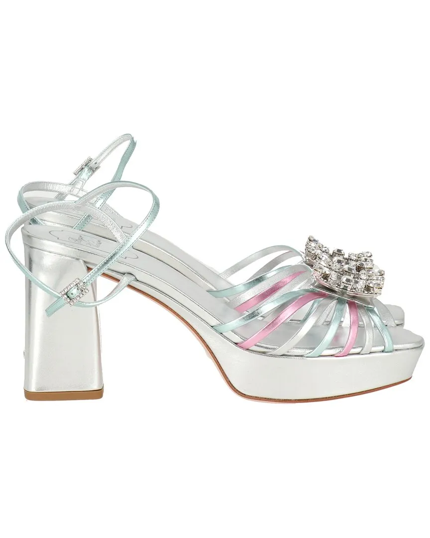 Roger Vivier Verzierte Plateau-Sandalen aus metallischem Leder_Roger-Vivier