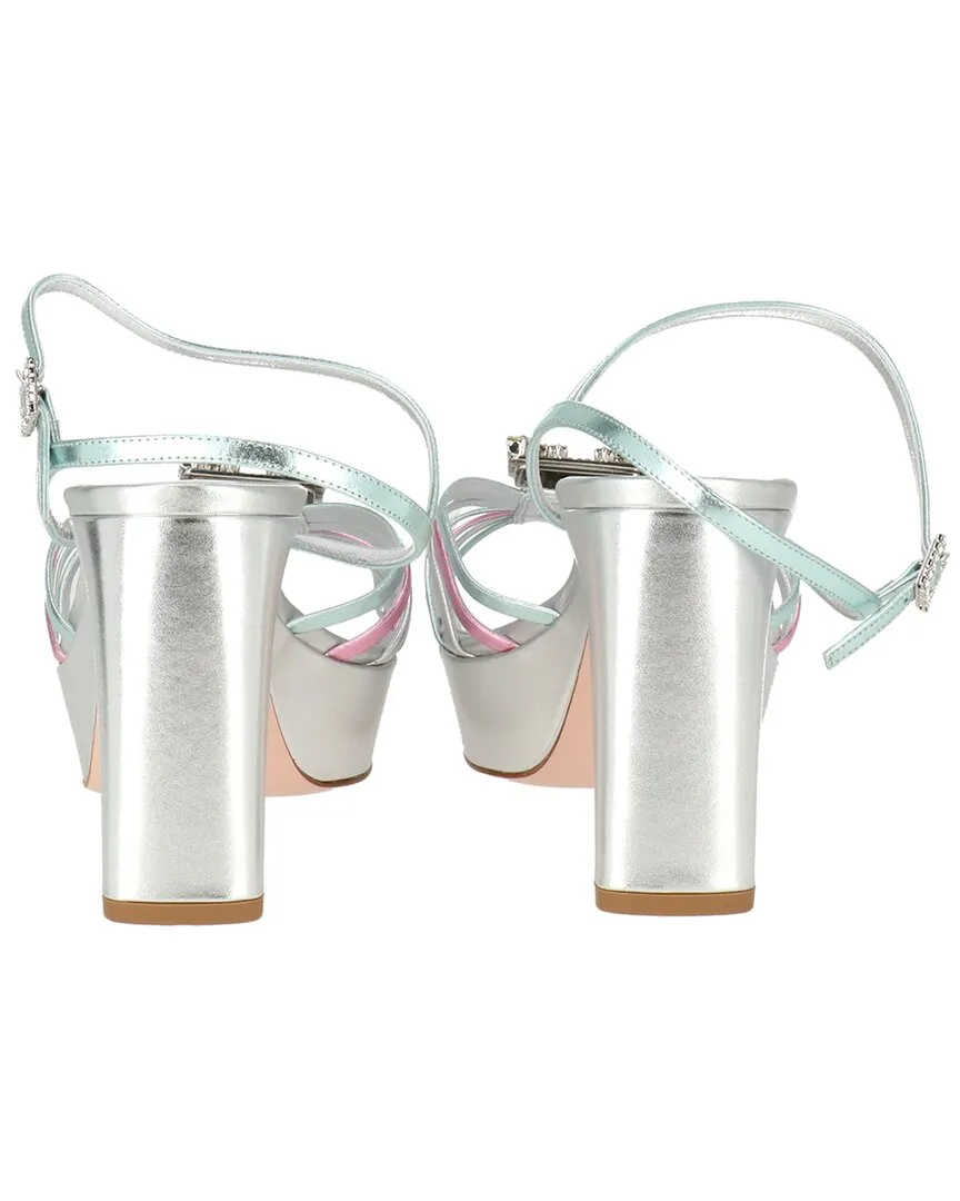 Roger Vivier Verzierte Plateau-Sandalen aus metallischem Leder_Roger-Vivier
