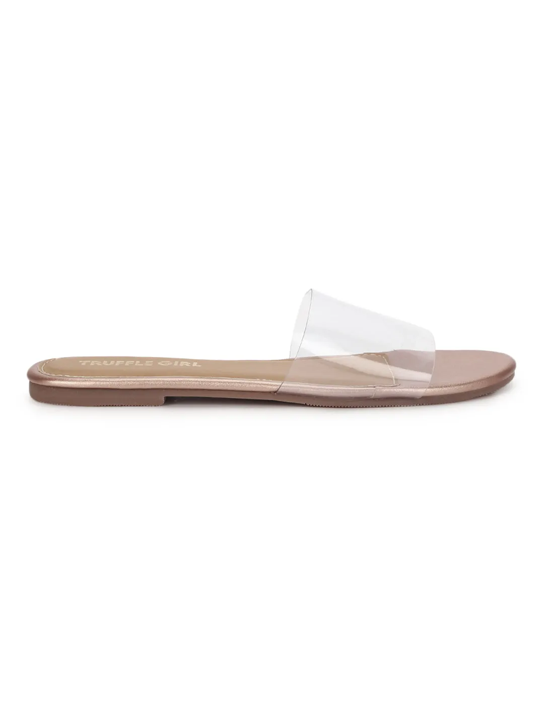 Roségold PU Flache Plexiglas Sandalen (TC-RLST15-RGLD)