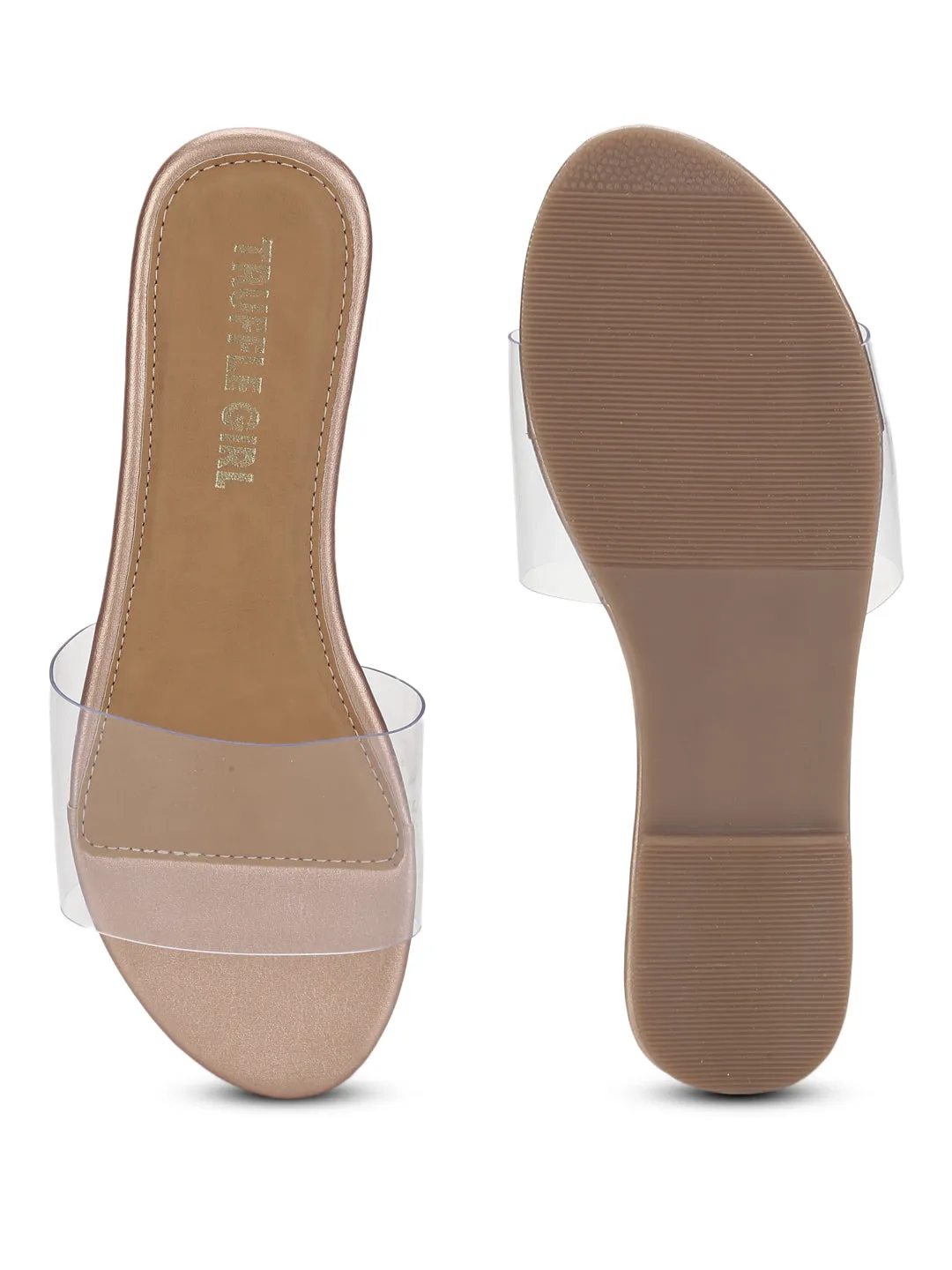 Roségold PU Flache Plexiglas Sandalen (TC-RLST15-RGLD)