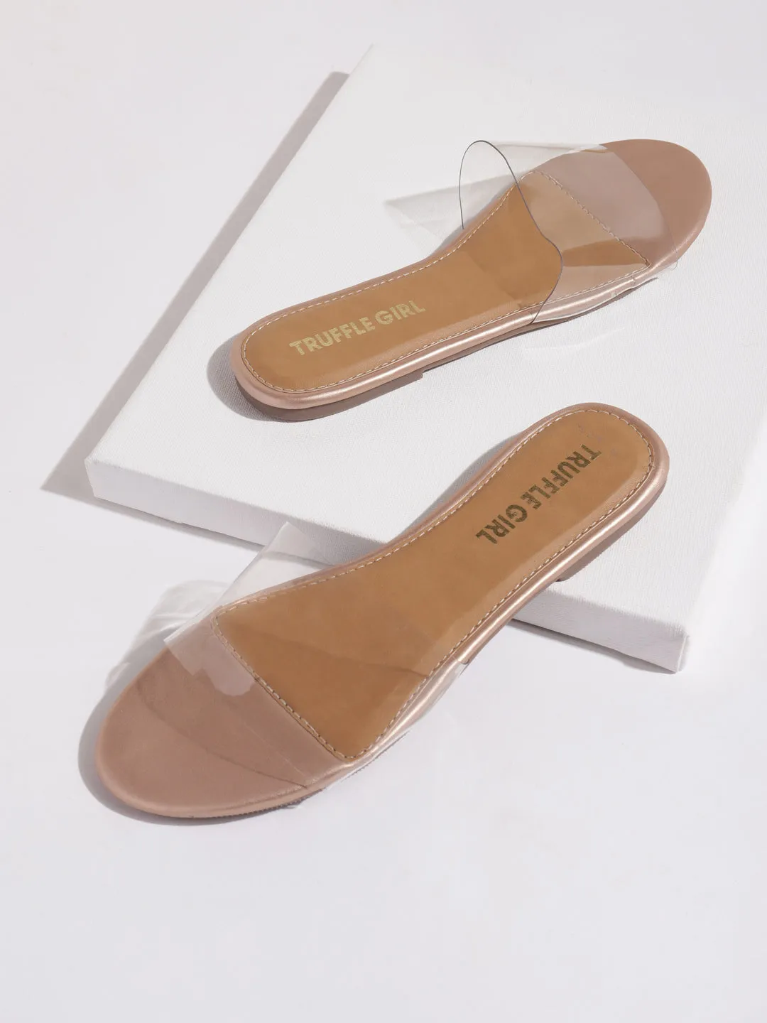 Roségold PU Flache Plexiglas Sandalen (TC-RLST15-RGLD)