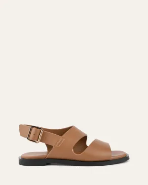 SADIE FLACHE SANDALEN KARAMELL LEDER