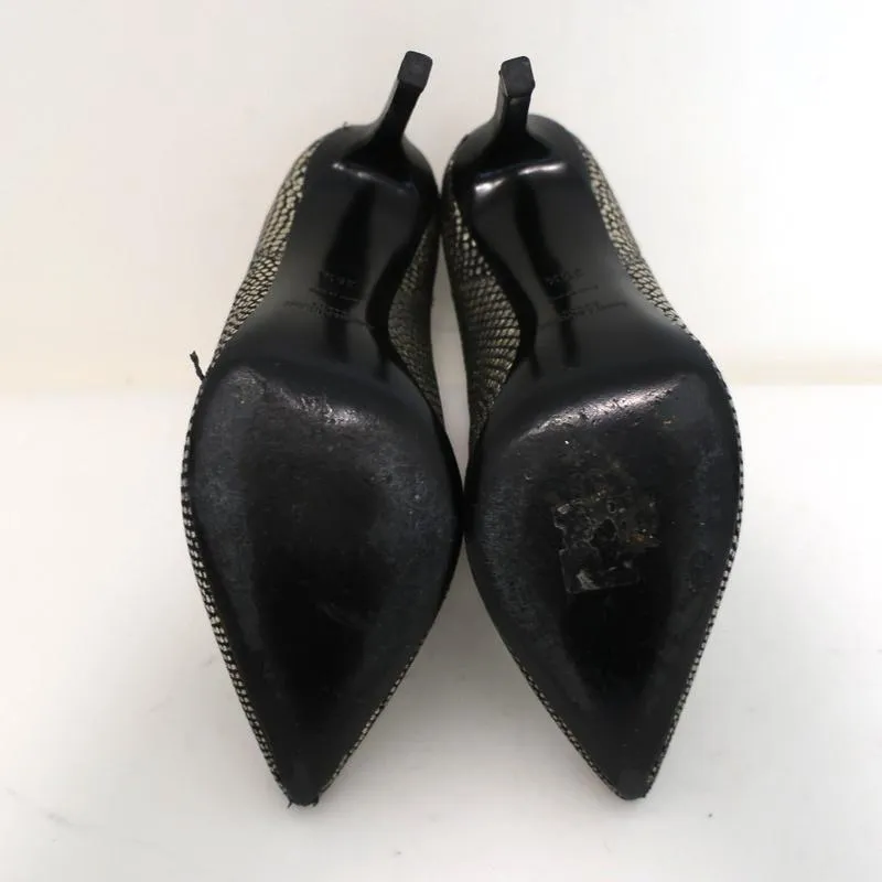 Saint Laurent Paris Spitzenschuh Stiefeletten Gold Schlangenprägung Leder Größe 35.5