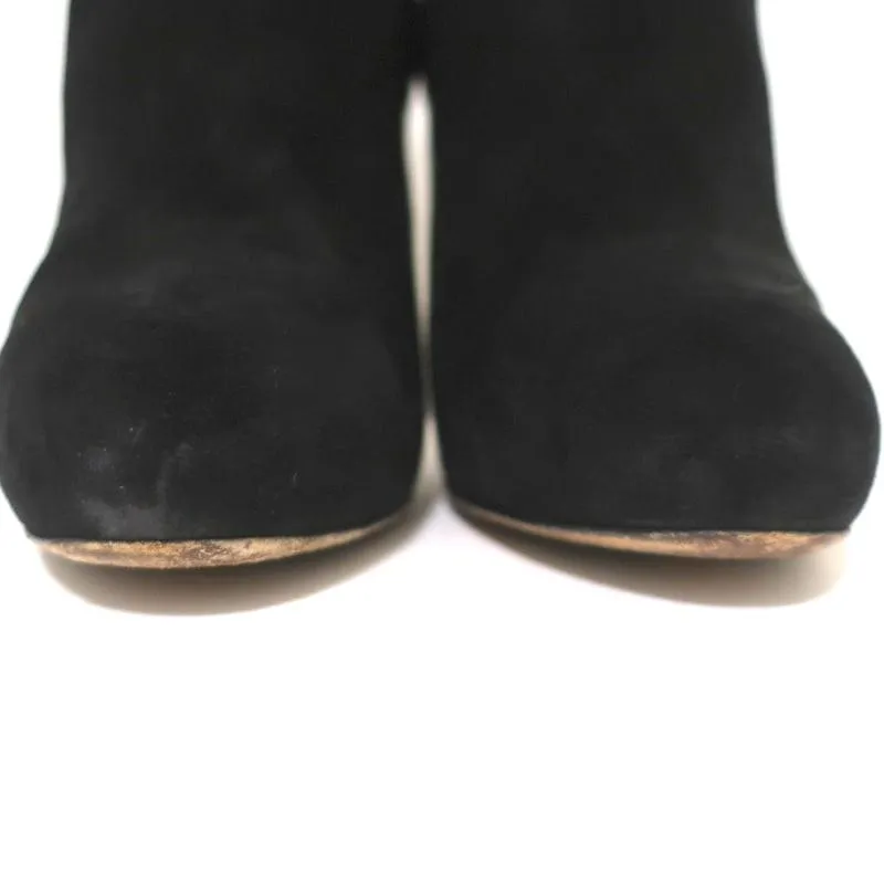 Salvatore Ferragamo Plateauboots Schwarz Wildleder Größe 10,5 High Heel Knöchelstiefel