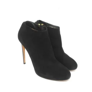 Salvatore Ferragamo Plateauboots Schwarz Wildleder Größe 10,5 High Heel Knöchelstiefel