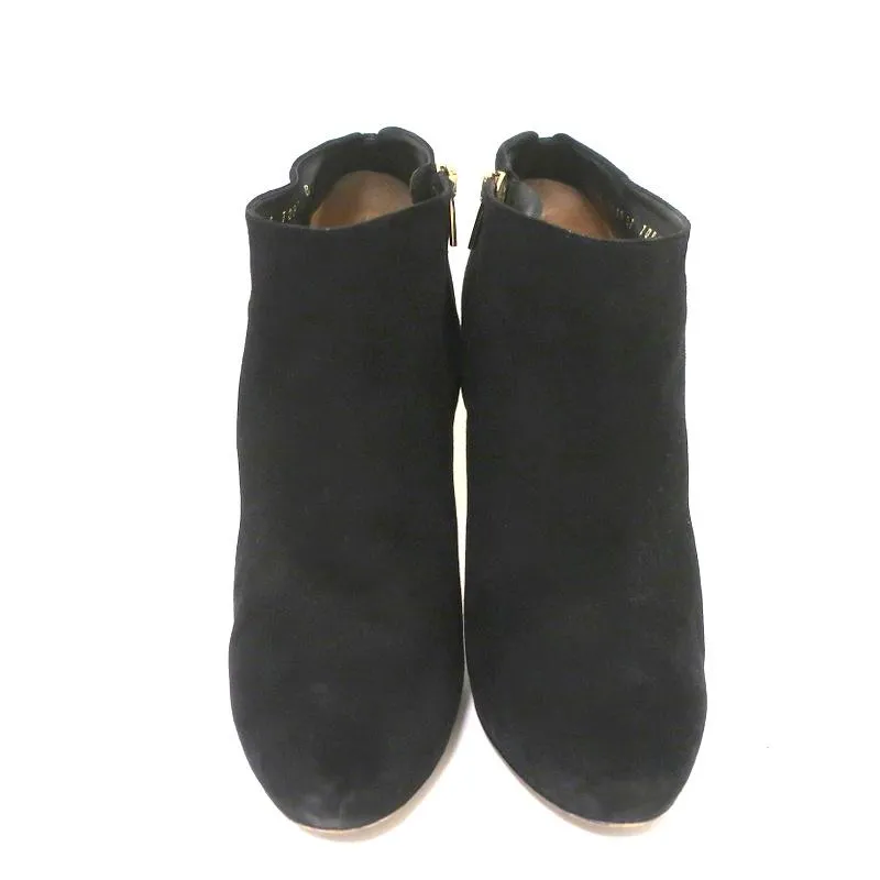 Salvatore Ferragamo Plateauboots Schwarz Wildleder Größe 10,5 High Heel Knöchelstiefel