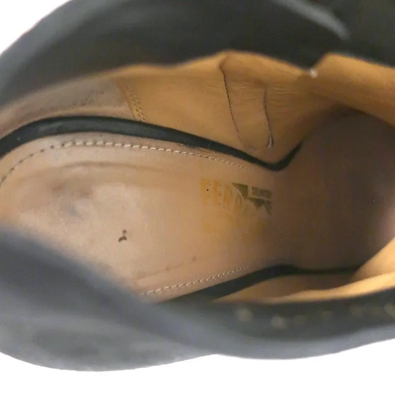 Salvatore Ferragamo Plateauboots Schwarz Wildleder Größe 10,5 High Heel Knöchelstiefel