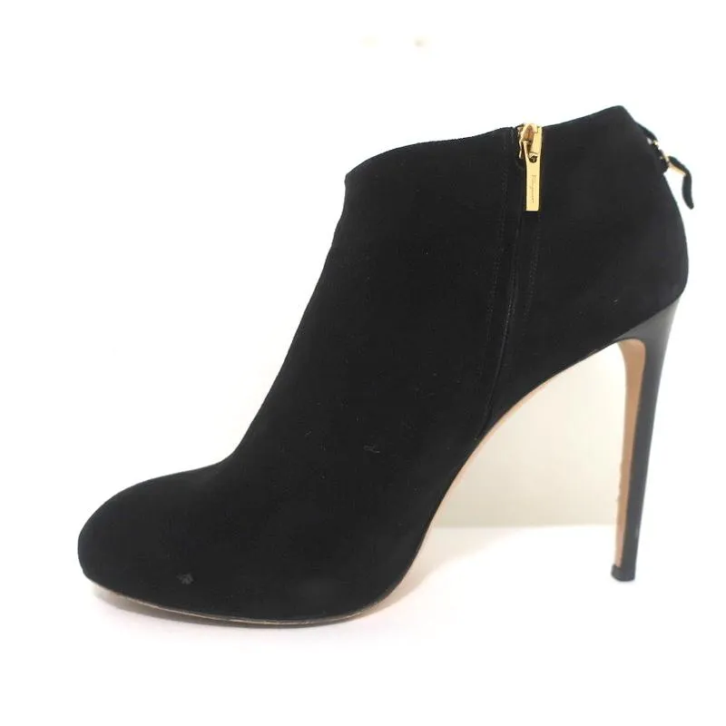 Salvatore Ferragamo Plateauboots Schwarz Wildleder Größe 10,5 High Heel Knöchelstiefel