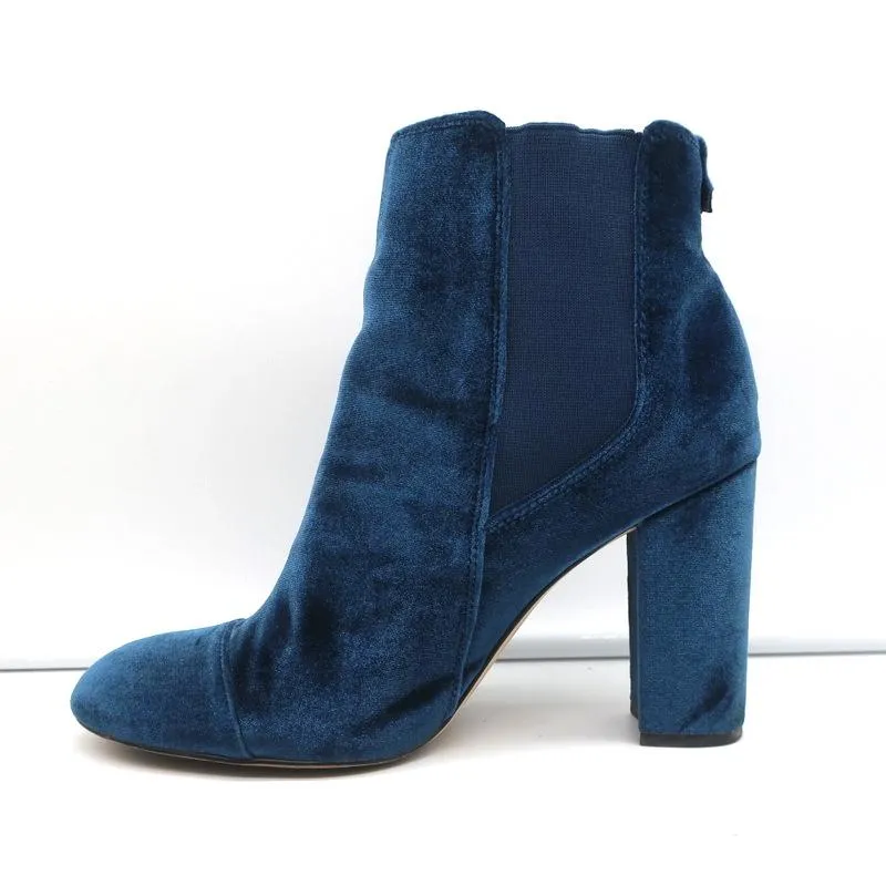 Sam Edelman Case Velvet Knöchelstiefel Blau Größe 9.5 High Heel Booties