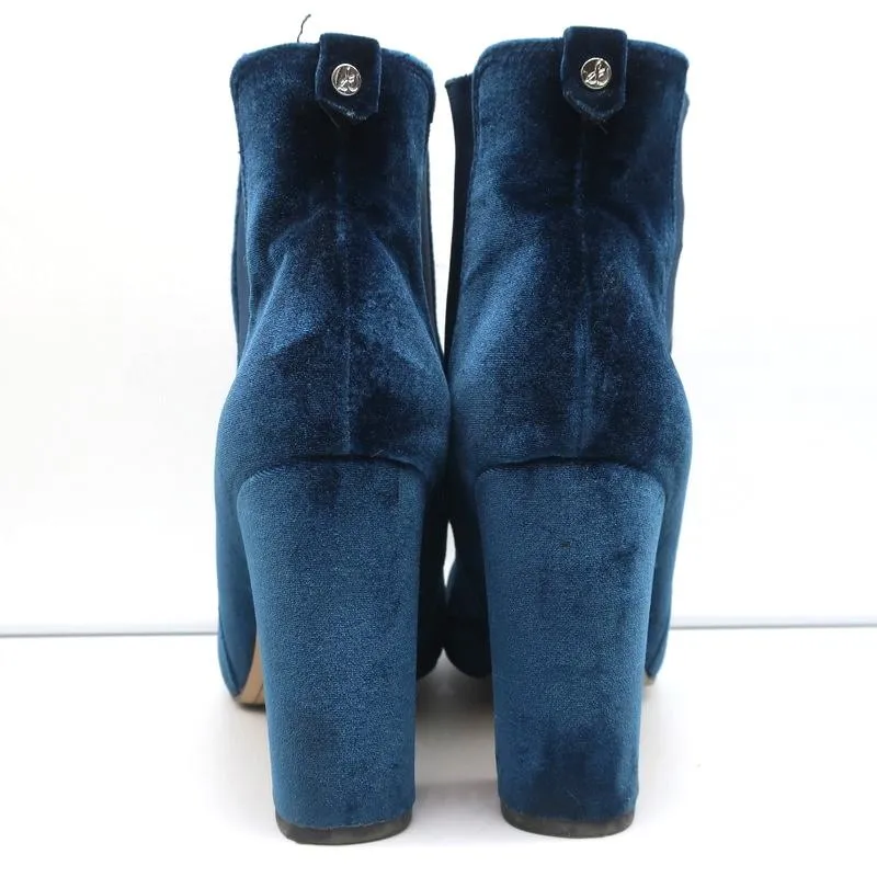 Sam Edelman Case Velvet Knöchelstiefel Blau Größe 9.5 High Heel Booties