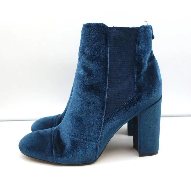 Sam Edelman Case Velvet Knöchelstiefel Blau Größe 9.5 High Heel Booties