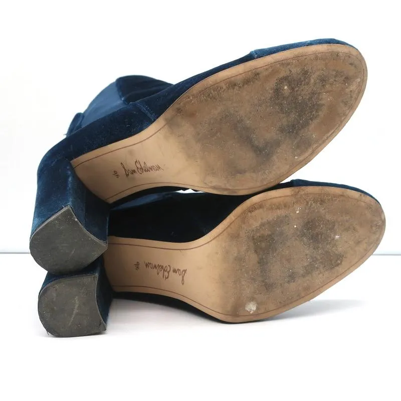 Sam Edelman Case Velvet Knöchelstiefel Blau Größe 9.5 High Heel Booties