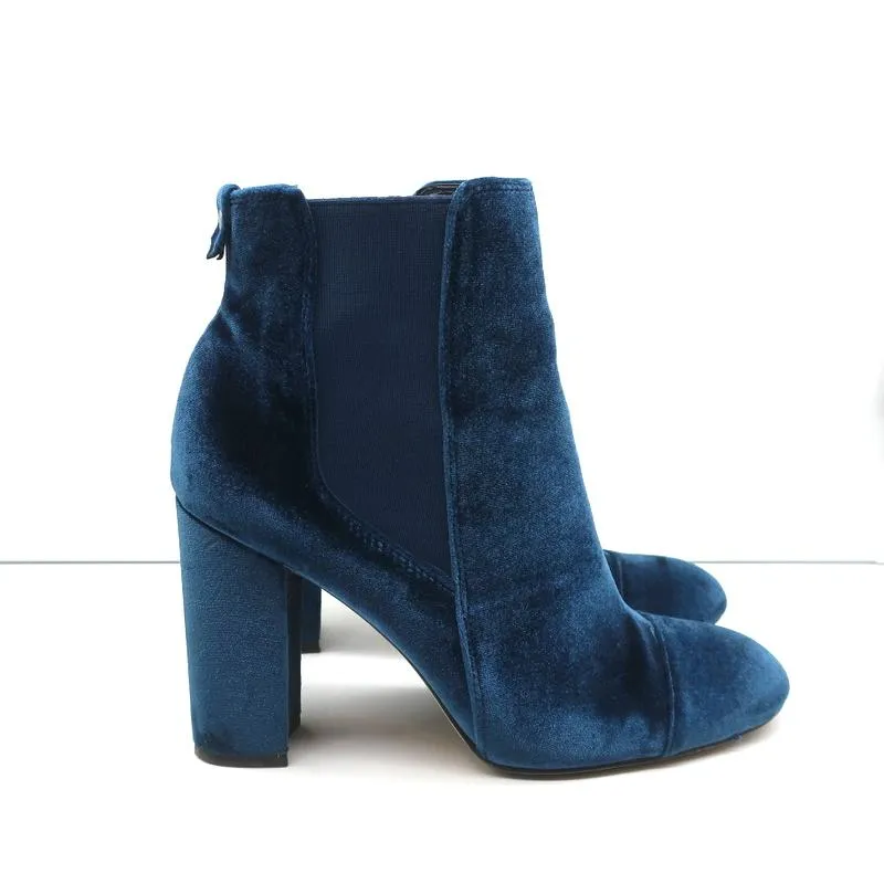 Sam Edelman Case Velvet Knöchelstiefel Blau Größe 9.5 High Heel Booties