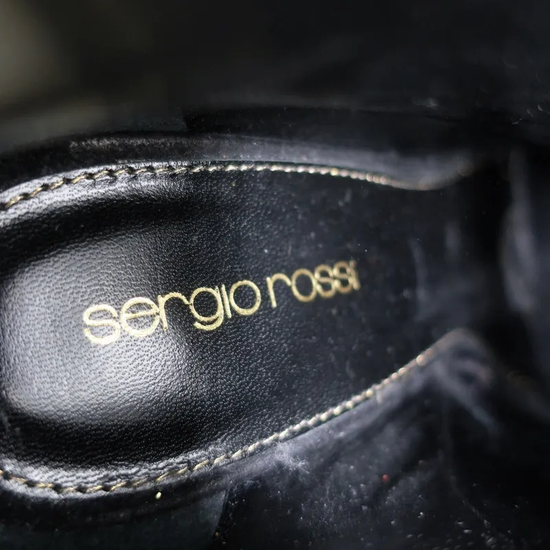 Sergio Rossi Stiefeletten mit Nieten Absatz Schwarz Wildleder Größe 38.5 Knöchelstiefel