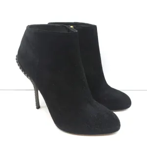 Sergio Rossi Stiefeletten mit Nieten Absatz Schwarz Wildleder Größe 38.5 Knöchelstiefel