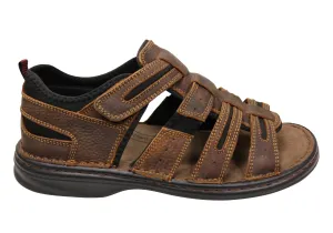 Slatters Torrens Herren Bequeme Leder-Sandalen mit Geschlossenem Rücken Slatters Schuhe