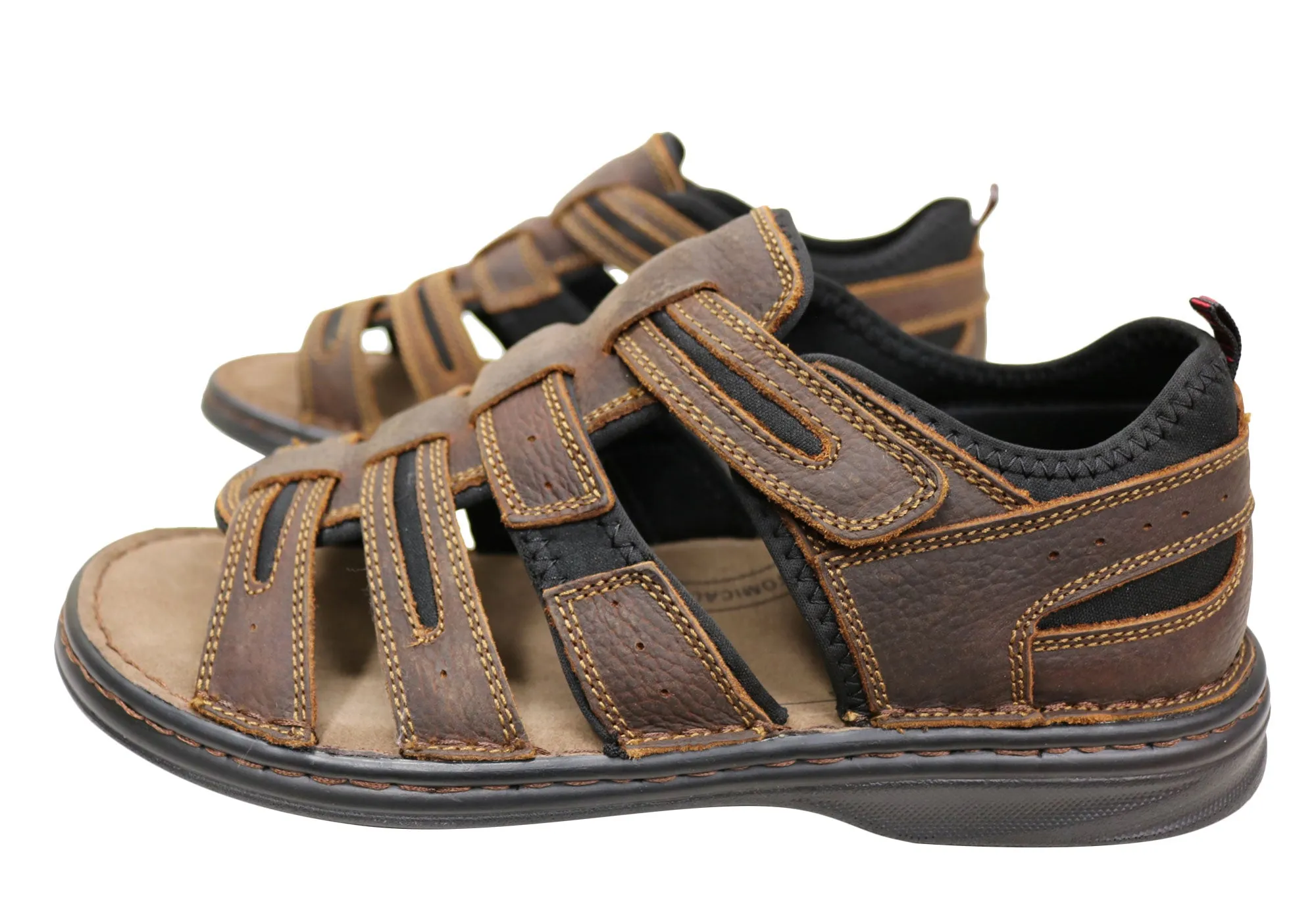 Slatters Torrens Herren Bequeme Leder-Sandalen mit Geschlossenem Rücken Slatters Schuhe