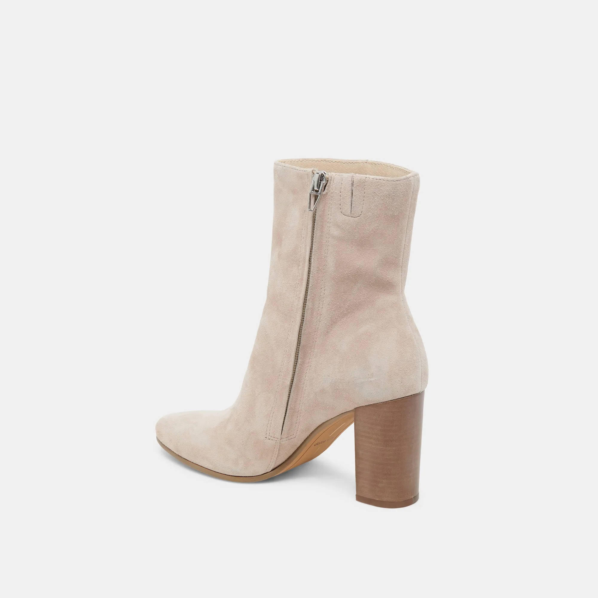 SUZY STIEFELETTEN IN TAUPEFARBENEM WILDLEDER